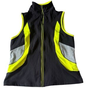 Bebe Sport Black & Yellow Zip-Up Vest - Size L